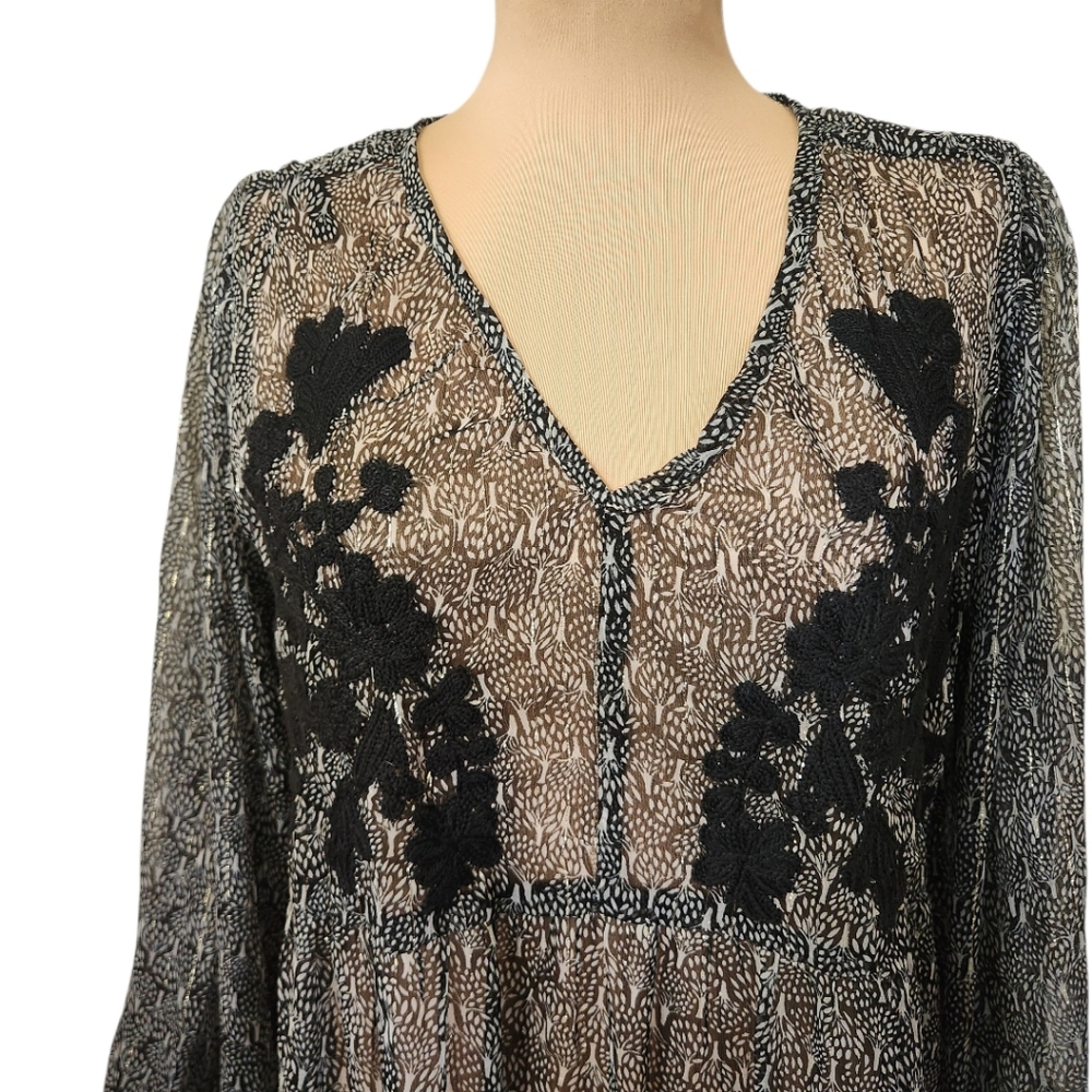 WORLD MARKET Embroidered Sheer Maxi Dress - Size M - Picture 4 of 16